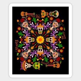 Day of the dead mandala for a cheerful Mexican holiday celebration Magnet